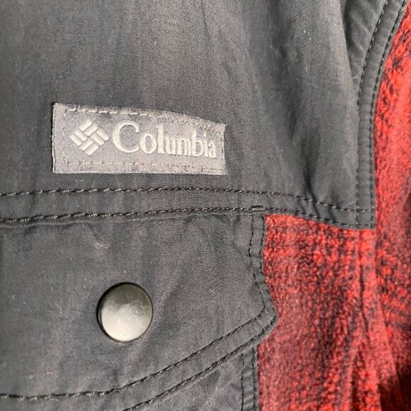 Columbia Mens Red & Black Plaid Sherpa Lined Fleece Jacket‎ Size M - Picture 4 of 9